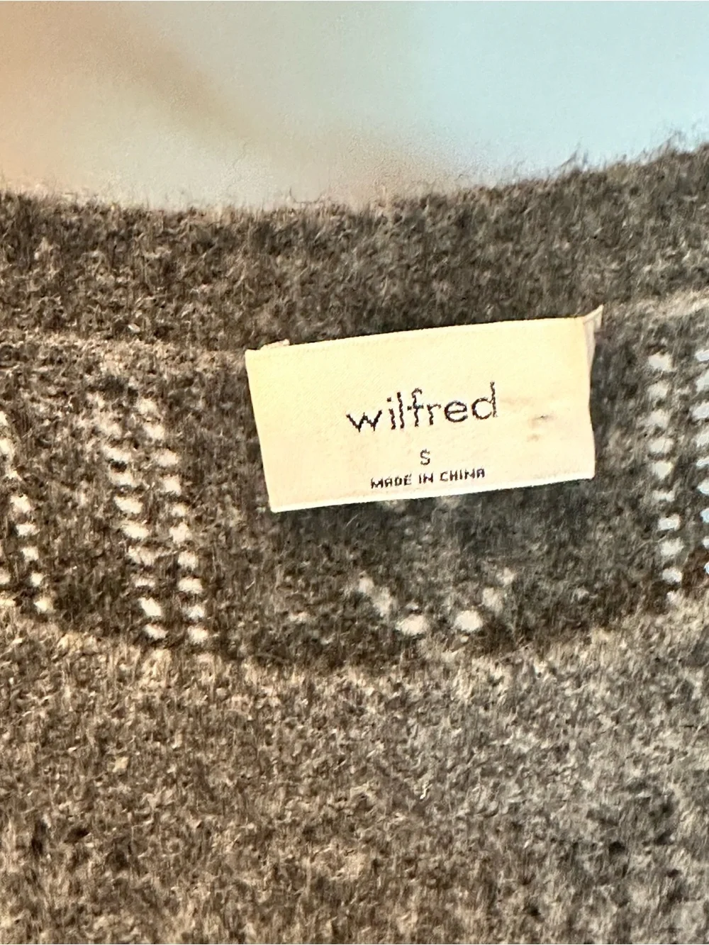Wilfred by Aritzia Charcoal Brushed Wool Cashmere Blend Sweater Size S